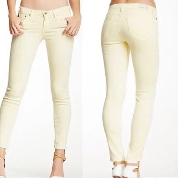 Adriano Goldschmied The Legging Super Skinny Ankle Jean Snake Print Yellow Sz 29 - Picture 10 of 10